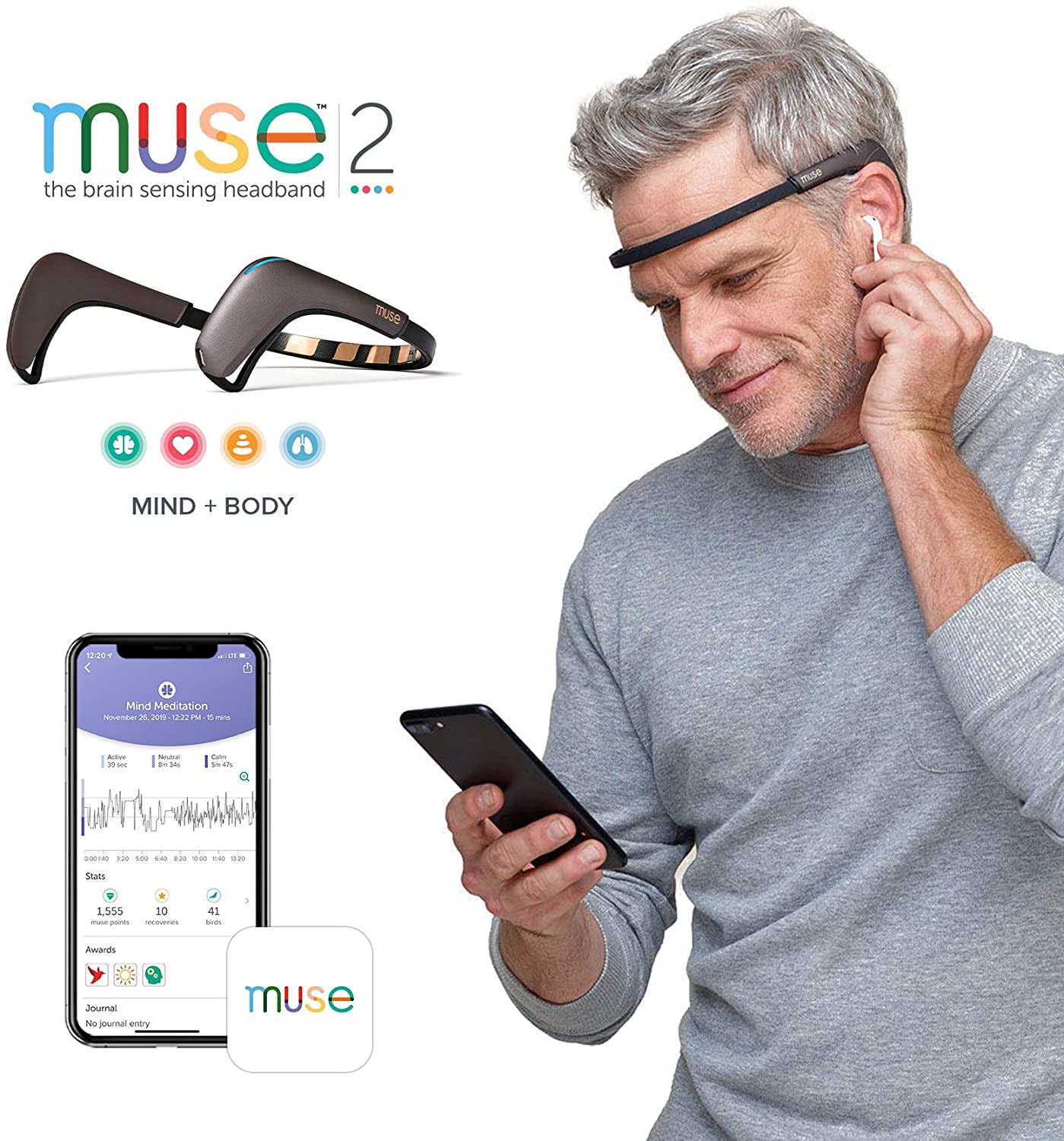 Muse 2 Brain Sensing Headband Quantum Mind 7299